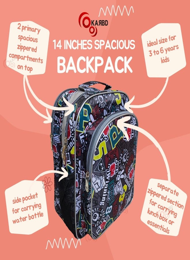 KARBD Backpack School Bag for Boys Girls Kids Tuition Travel Bag with Multiple Pockets Compartments Bottle Holder (Multicolour, Sports Club Design, 14 Inches) - Image 2