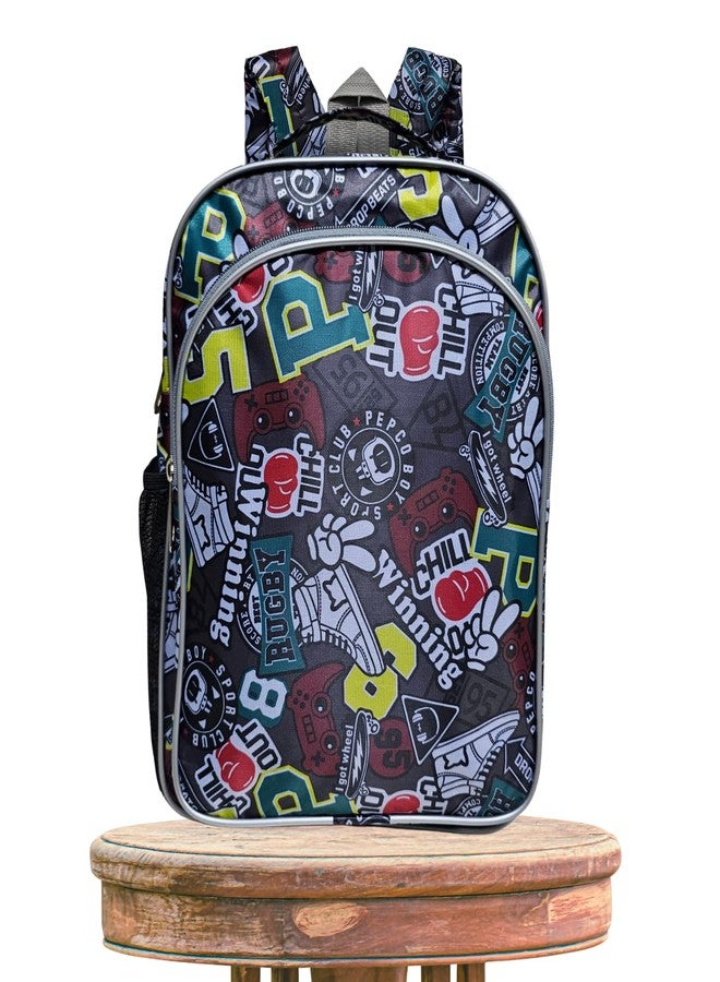 KARBD Backpack School Bag for Boys Girls Kids Tuition Travel Bag with Multiple Pockets Compartments Bottle Holder (Multicolour, Sports Club Design, 14 Inches) - Image 1