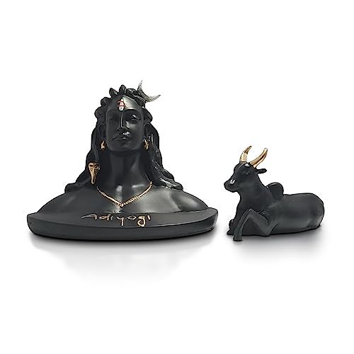 Mariner's Creation Adiyogi Statue with Nandi for car Dashboard and Pooja Room showpiece for Home Decor co;or- Black - Image 1