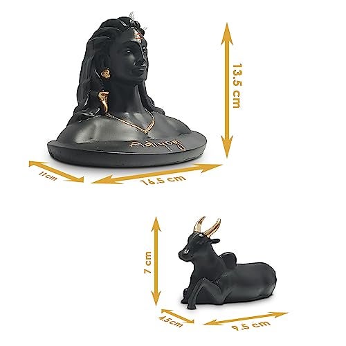 Mariner's Creation Adiyogi Statue with Nandi for car Dashboard and Pooja Room showpiece for Home Decor co;or- Black - Image 5
