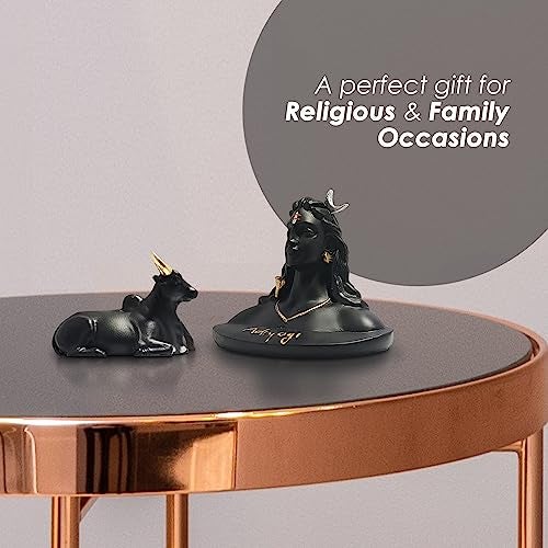 Mariner's Creation Adiyogi Statue with Nandi for car Dashboard and Pooja Room showpiece for Home Decor co;or- Black - Image 3