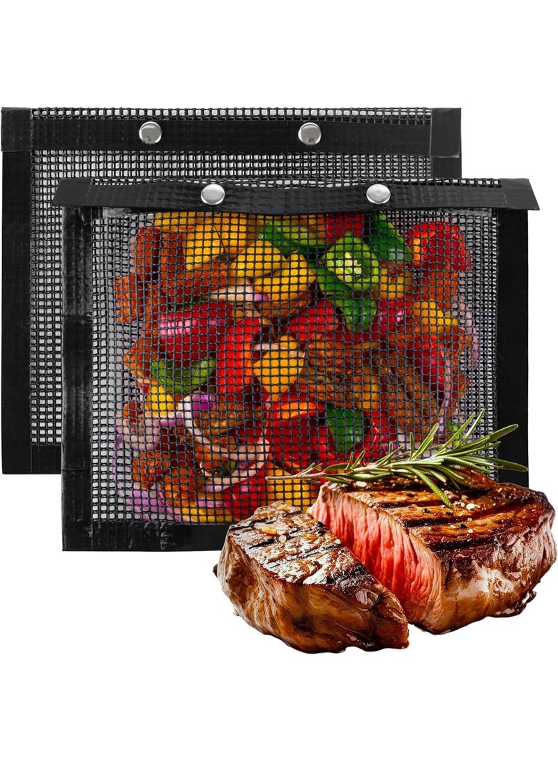 حقيبة شبكية للشواء مقاس 24×16 سم - حصيرة شواء قابلة لإعادة الاستخدام وغير لاصقة للأسماك والخضروات واللحوم وملحقات الشواء، مقاومة للحرارة، حجم صغير - Image 1