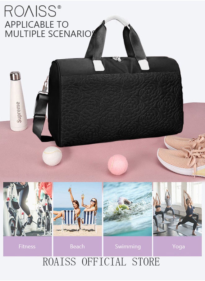 roaiss - Floral Travel Duffel Bag Large Capacity Lightweight Waterproof Oxford Fabric Multipurpose Shoulder Luggage Bag for Fitness Sports Training Trip for Unisex - Image 1