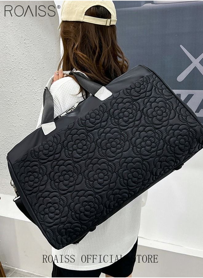 roaiss - Floral Travel Duffel Bag Large Capacity Lightweight Waterproof Oxford Fabric Multipurpose Shoulder Luggage Bag for Fitness Sports Training Trip for Unisex - Image 1