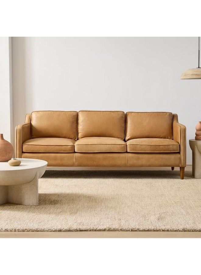 Homzmart Swedish Wood and Leather 3 Seaters Sofa - Brown - Image 1