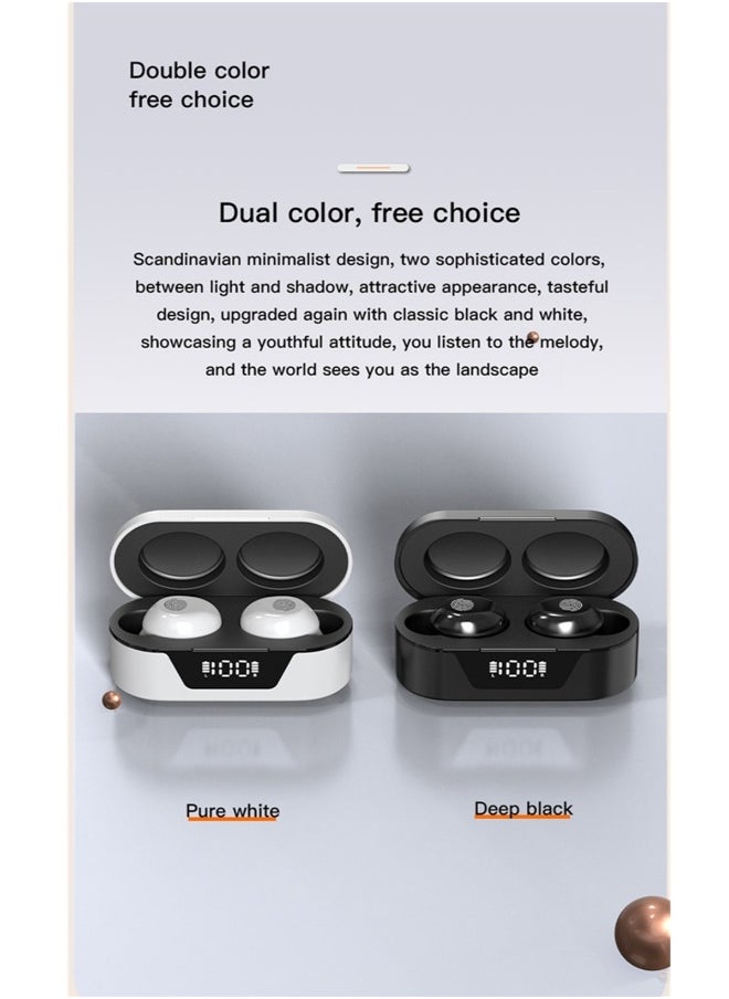 Generic - Classic Nordic style wireless music game Bluetooth headset with power display touch operation TWS Bluetooth 5.2 headset Black wireless earbuds true wireless compatible apple Suitable for Android and o - Image 1