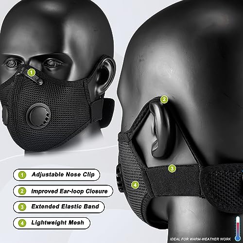 BASE CAMP M Plus Dust Face Mask with Extra 6 Activated Carbon Filters for Woodworking Construction Mowing Cycling (3) - Image 4