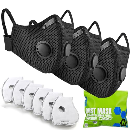 BASE CAMP M Plus Dust Face Mask with Extra 6 Activated Carbon Filters for Woodworking Construction Mowing Cycling (3) - Image 1