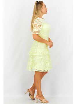 French Connection Women Crochet Mini Dress, Lemon  - Image 2