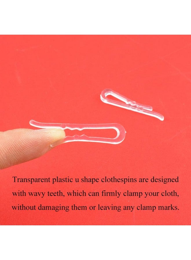 HAHIYO HAHIYO 1.5 inches/38mm 200Pcs Clear Plastic U Shape Alligator Clips Clothespins Garment Shirt Folding Clips with Teeth for Sewing Room Folding Board Sock Tie Pant Securing Fabric to Comic Book Board  - Image 3