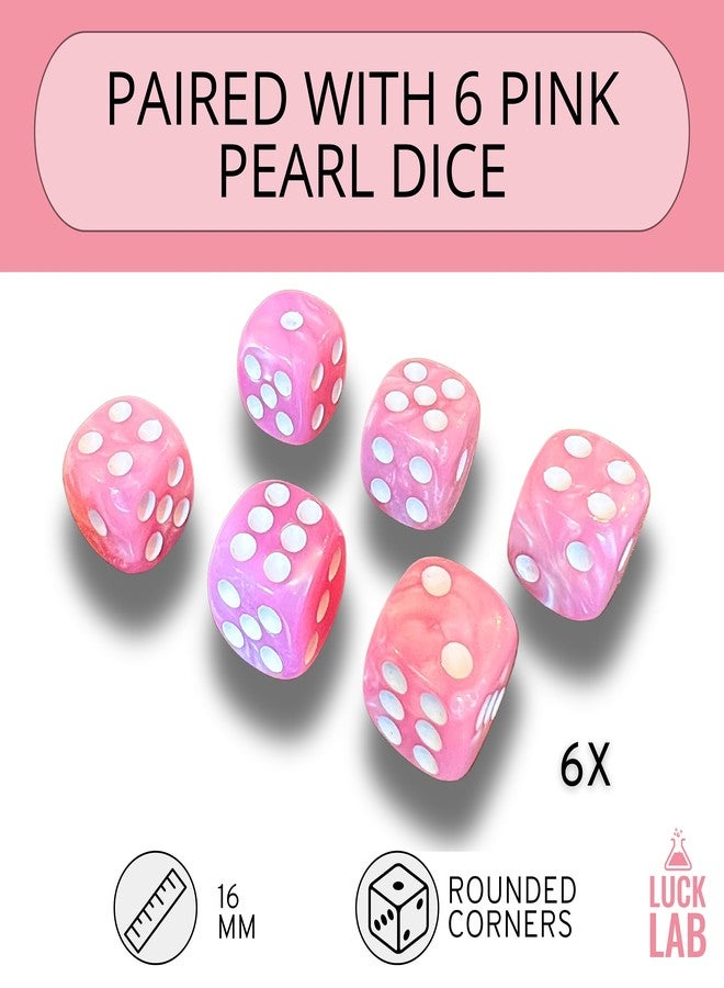 Luck Lab Pink Leather Dice Cup with Lid Including 6 Matching Pearl Dice - Pink Velvet Interior for Quiet Shaking - Use for Liars Dice Farkle Yahtzee Board Games - Image 5