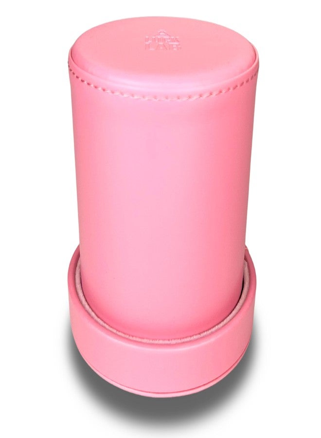Luck Lab Pink Leather Dice Cup with Lid Including 6 Matching Pearl Dice - Pink Velvet Interior for Quiet Shaking - Use for Liars Dice Farkle Yahtzee Board Games - Image 3