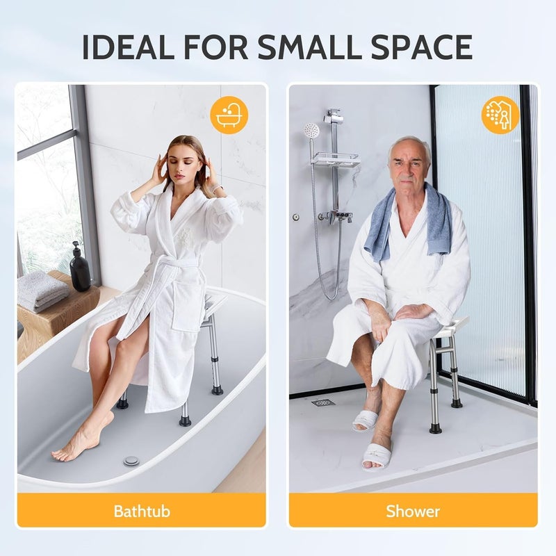 Hiqufet Shower Chair for Inside Shower(500lb), 5 Height Adjustable Shower Stool, Shower Seats for Adults, 3-Minute Quick Assembly, Heavy Duty Shower Bench for Inside Shower to Sit on - Image 5