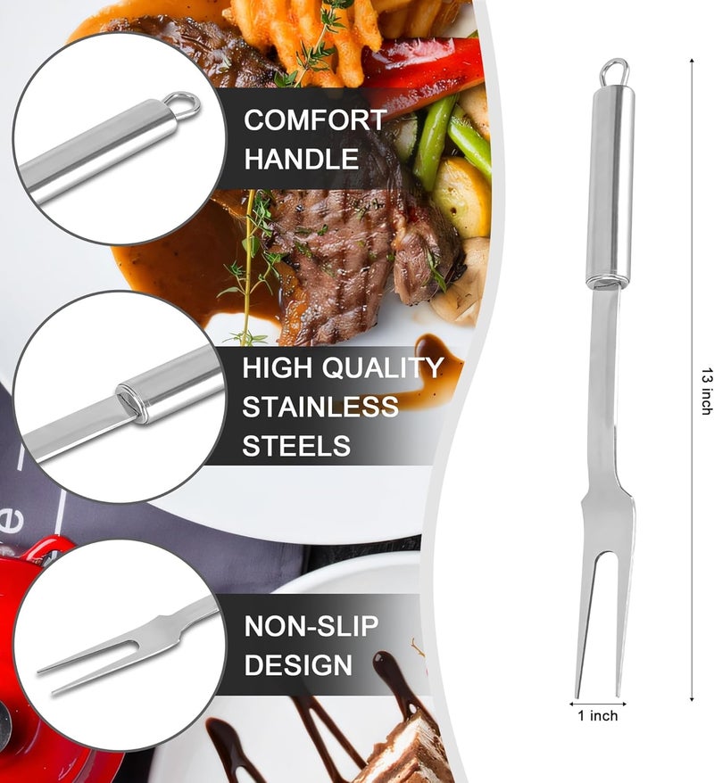 DASHTHER Stainless Steel Meat Forks - 13 Inch, 2 Pieces Large Two-Prong Forks for Cooking, Kitchen, Carving, Serving, BBQ - Image 2