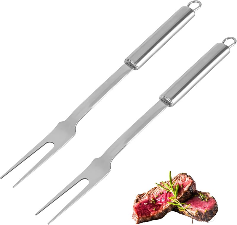 DASHTHER Stainless Steel Meat Forks - 13 Inch, 2 Pieces Large Two-Prong Forks for Cooking, Kitchen, Carving, Serving, BBQ - Image 1