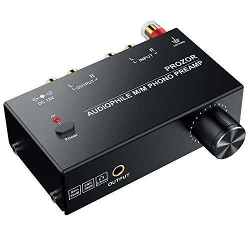 PROZOR Pre Amplifier for Turntable Audiophile M/M Phono preamp with Level Volume Controls with RCA Input, RCA/3.5MM Output interfaces, Low Noise Operation Including 12V 1A Power Adapter - Image 1
