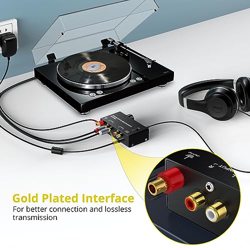 PROZOR Pre Amplifier for Turntable Audiophile M/M Phono preamp with Level Volume Controls with RCA Input, RCA/3.5MM Output interfaces, Low Noise Operation Including 12V 1A Power Adapter - Image 3