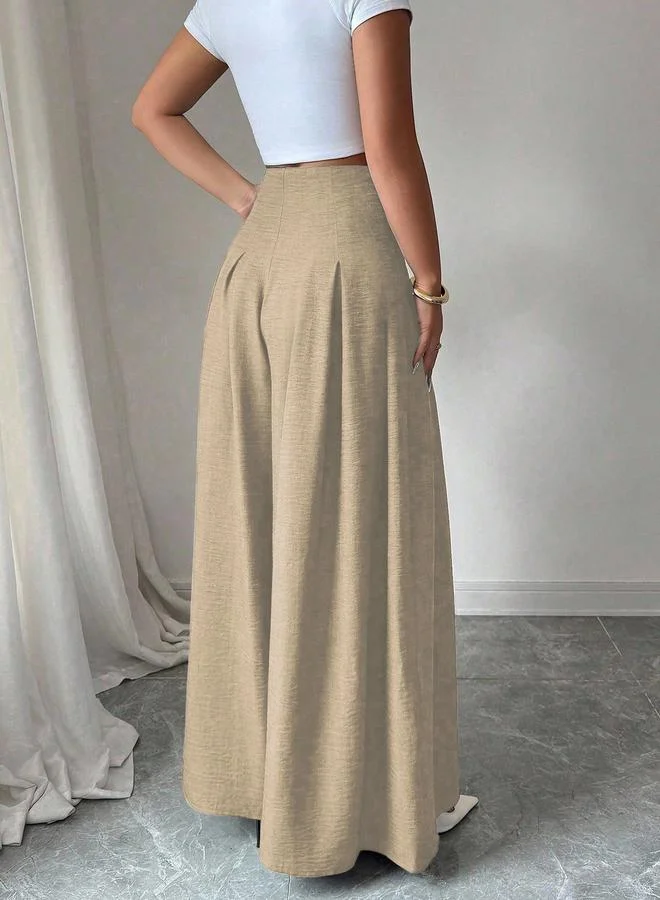 تايك تو Khaki Wide-Leg Palazzo Trousers