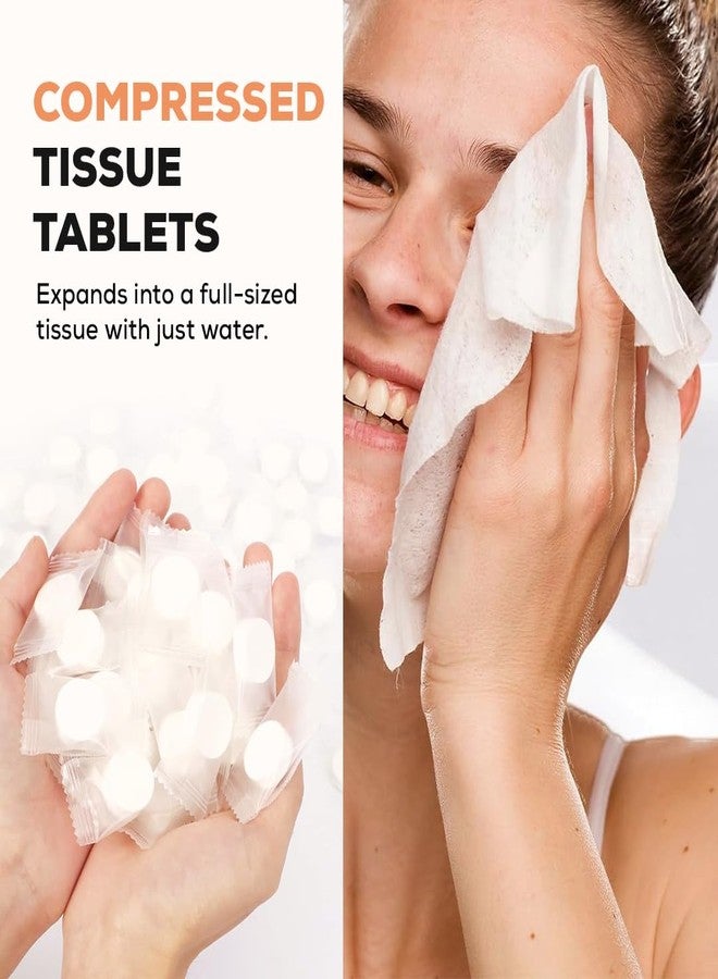 Multibrite 50Pcs Compressed Towel Tablets, Facial Cleansing Tissue, Mini Tablets Disposable Towels, Makeup Remover Pads, Water Activated Coin Tissue for Beauty Salon, Travel, Sports & Personal Use - Image 4