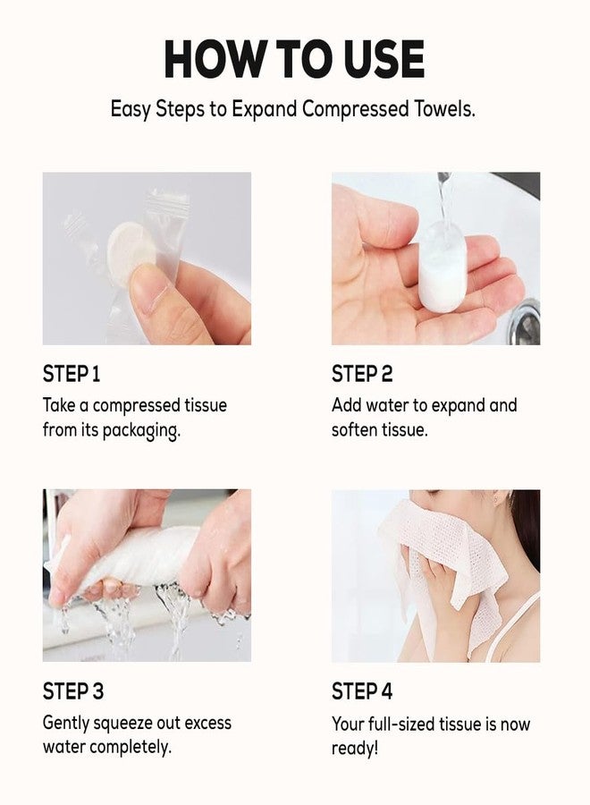 Multibrite 50Pcs Compressed Towel Tablets, Facial Cleansing Tissue, Mini Tablets Disposable Towels, Makeup Remover Pads, Water Activated Coin Tissue for Beauty Salon, Travel, Sports & Personal Use - Image 3