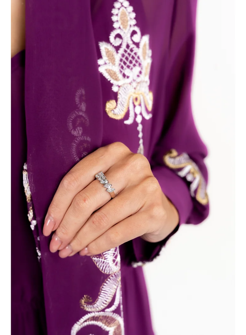 Fashonara  Embroidered Long Sleeve Purple Party Dress for Women | Best Price UAE
