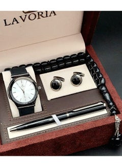 Laforea watch gift set for men consisting of 4 pieces, a rosary watch, a pen and a set of buttons
