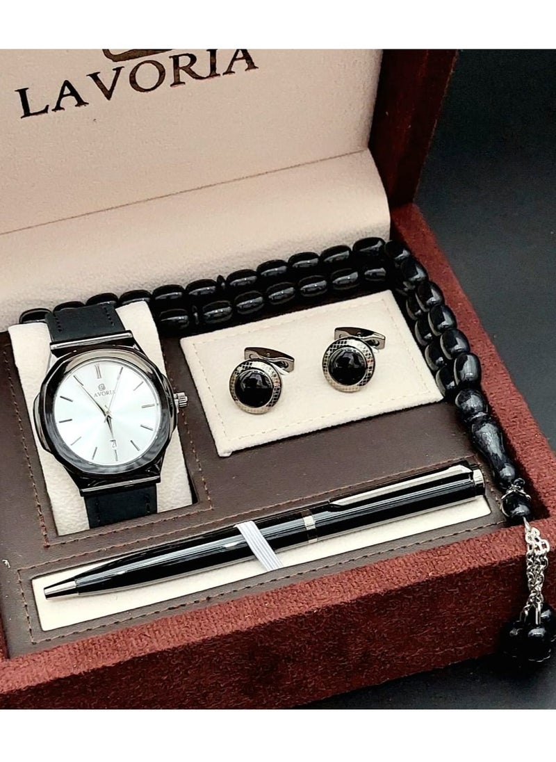 LAVORIA - Laforea watch gift set for men consisting of 4 pieces, a rosary watch, a pen and a set of buttons - Image 1