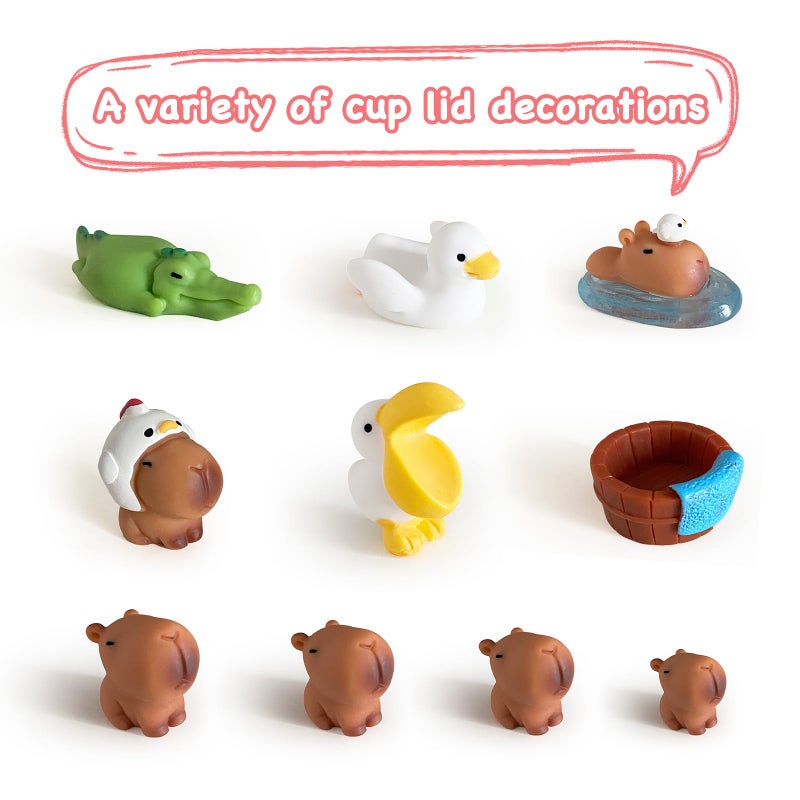 Xyntara Capybara Stanley Cup Lid Accessories 12pcs Straw Toppers for Stanley Cups 40 Oz Cute  10mm Silicone Straw Covers Cap for Tumblers Stanley Charms for Handle Capybara Straw Cover - Image 1