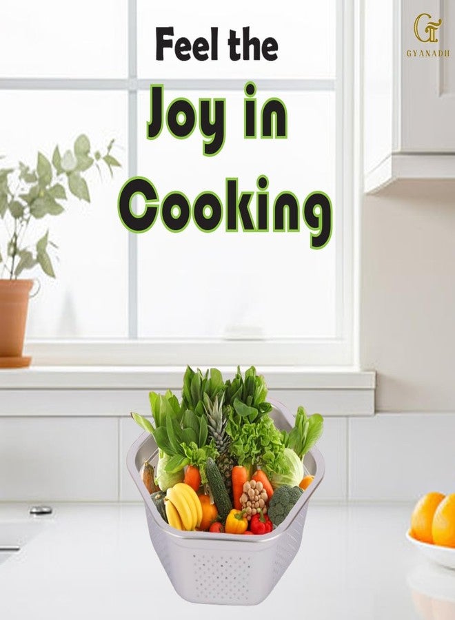 Gyanadh Hexagon Shape Kitchen Strainer Washing Stainless Steel Colander Basin Cereal Bowl Vegetables Drain Basket Household Mesh Metal Sink Storage [23.5X21.5X10 CM] - Image 3