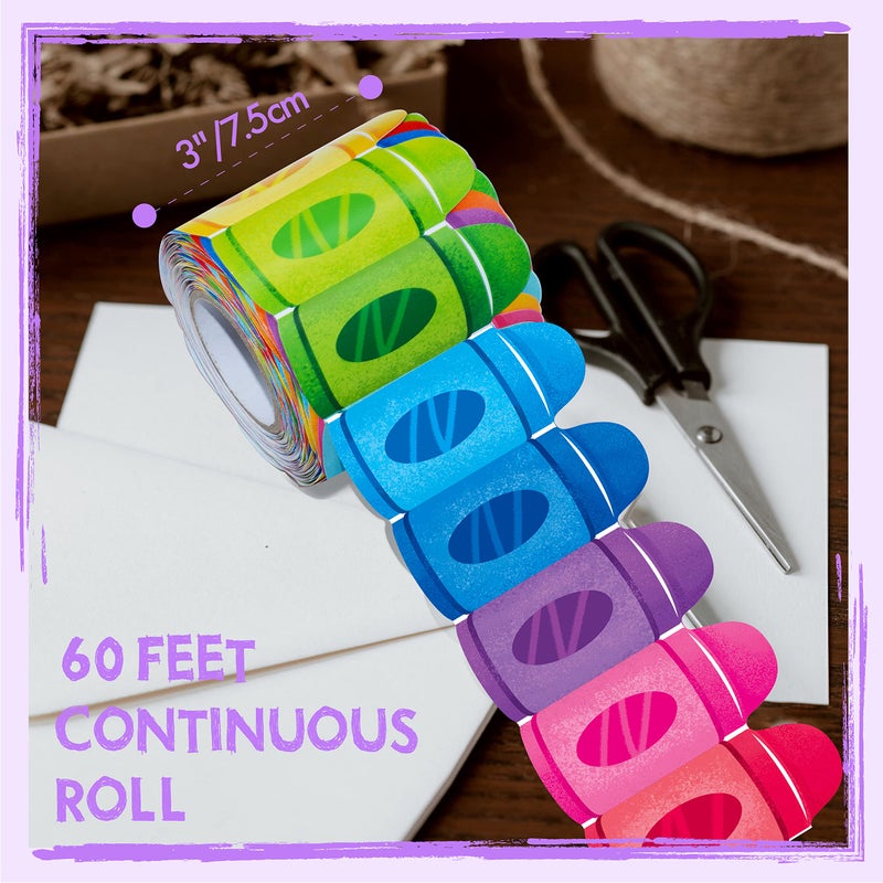 ERKE 60 Feet Bulletin Board Borders, Colorful Crayon Die-Cut Rolled Border Trim Decoration Borders for School, Classroom & Offices - Image 2