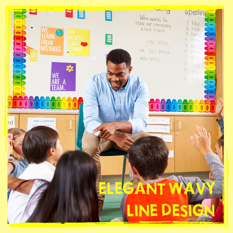 ERKE 60 Feet Bulletin Board Borders, Colorful Crayon Die-Cut Rolled Border Trim Decoration Borders for School, Classroom & Offices - Image 3