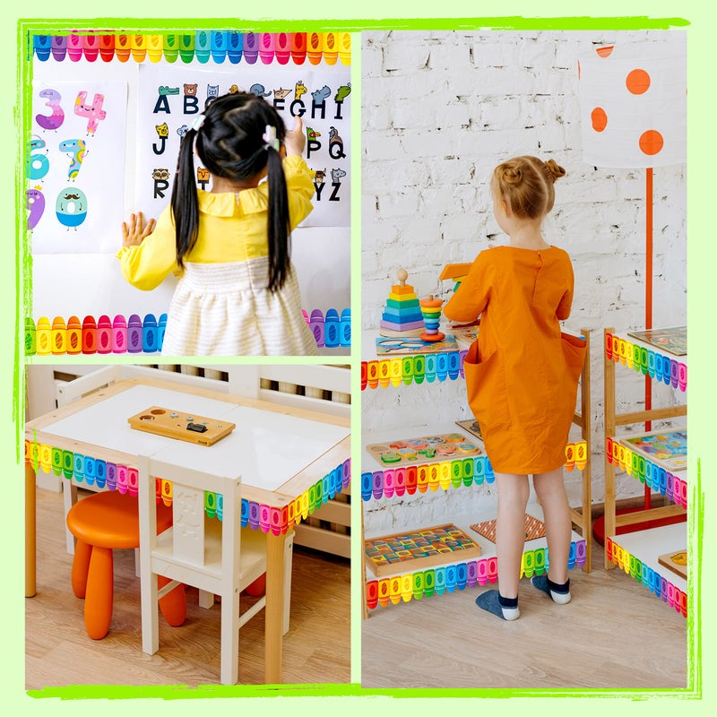 ERKE 60 Feet Bulletin Board Borders, Colorful Crayon Die-Cut Rolled Border Trim Decoration Borders for School, Classroom & Offices - Image 4