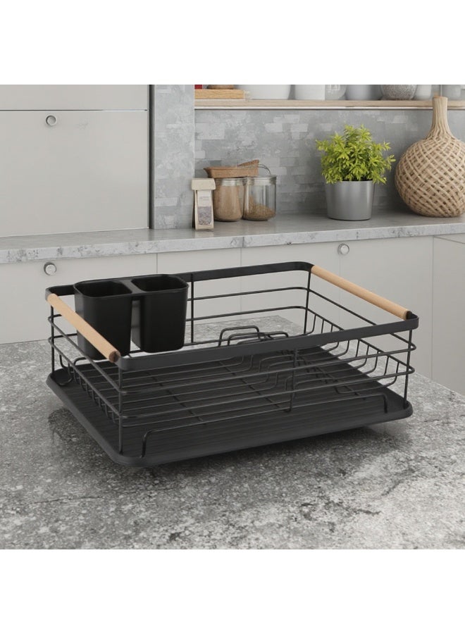 Stainless Steel Dish Drying Rack for Kitchen Counter, Large Capacity Sink Organizer with Cutlery Holder and Removable Drip Tray, Rustproof Dish Drainer for Plates, Bowls, Cups & Utensils, No Assembly Required, Easy to Clean, Black - Image 4
