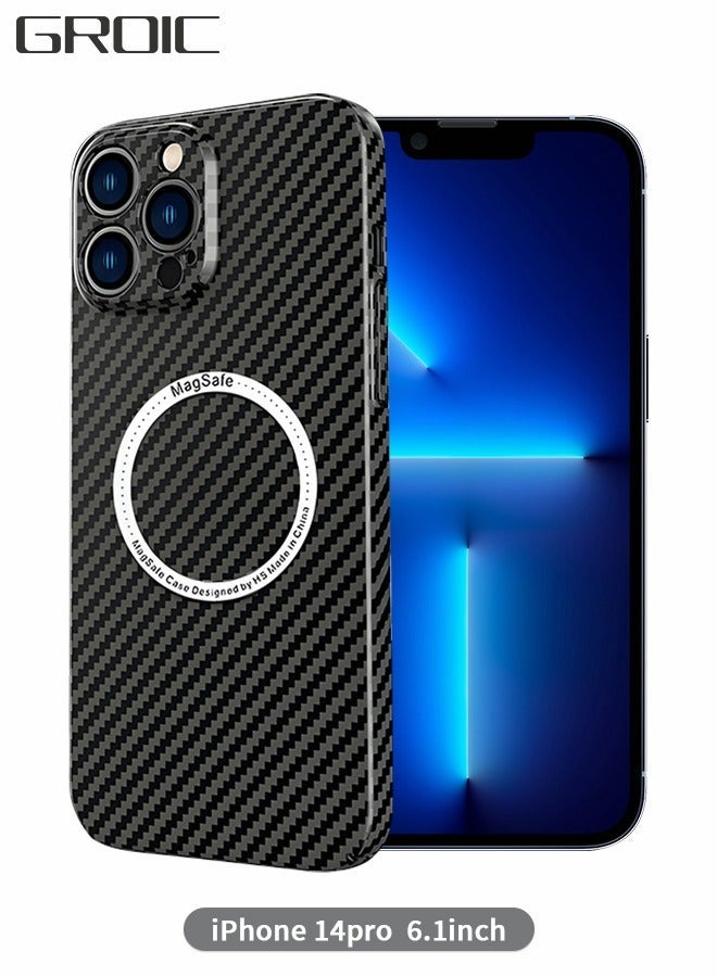 GROIC Compatible with iPhone14 Pro Case, Carbon Fiber Slim Phone Shell, MagSafe Accessories, Shock Resistant Support Wireless Charging Cover 6.1 Inch - Image 1