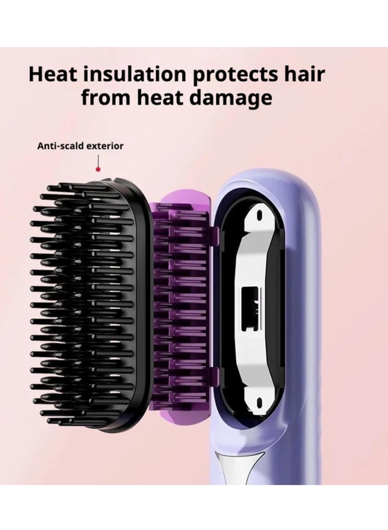 ARGT فرشاة فرد الشعر المحمولة بدون سلك، مشط فرد مصغر للسفر، قابلة للشحن عبر USB، مشط ساخن بأيونات سلبية للرجال والنساء، أداة تصفيف شعر خفيفة وآمنة، سوداء - Image 3