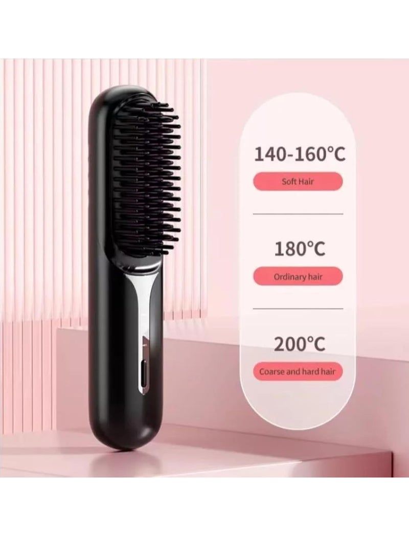 ARGT فرشاة فرد الشعر المحمولة بدون سلك، مشط فرد مصغر للسفر، قابلة للشحن عبر USB، مشط ساخن بأيونات سلبية للرجال والنساء، أداة تصفيف شعر خفيفة وآمنة، سوداء - Image 4