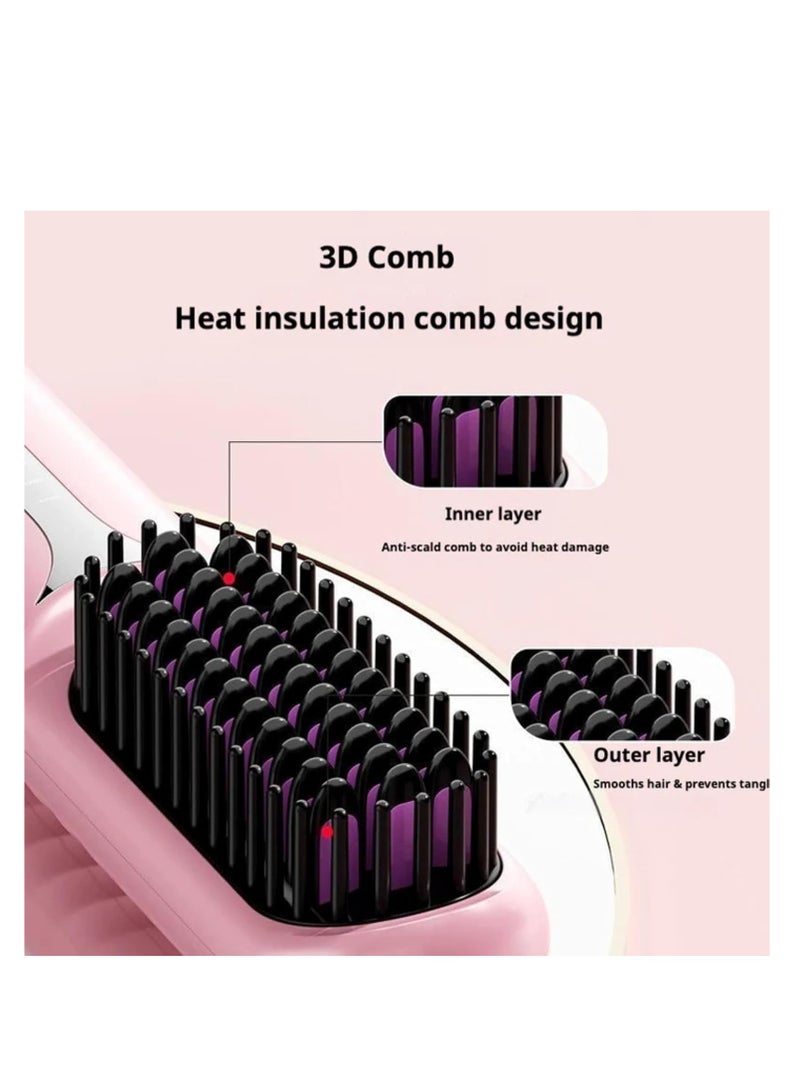 ARGT فرشاة فرد الشعر المحمولة بدون سلك، مشط فرد مصغر للسفر، قابلة للشحن عبر USB، مشط ساخن بأيونات سلبية للرجال والنساء، أداة تصفيف شعر خفيفة وآمنة، سوداء - Image 5