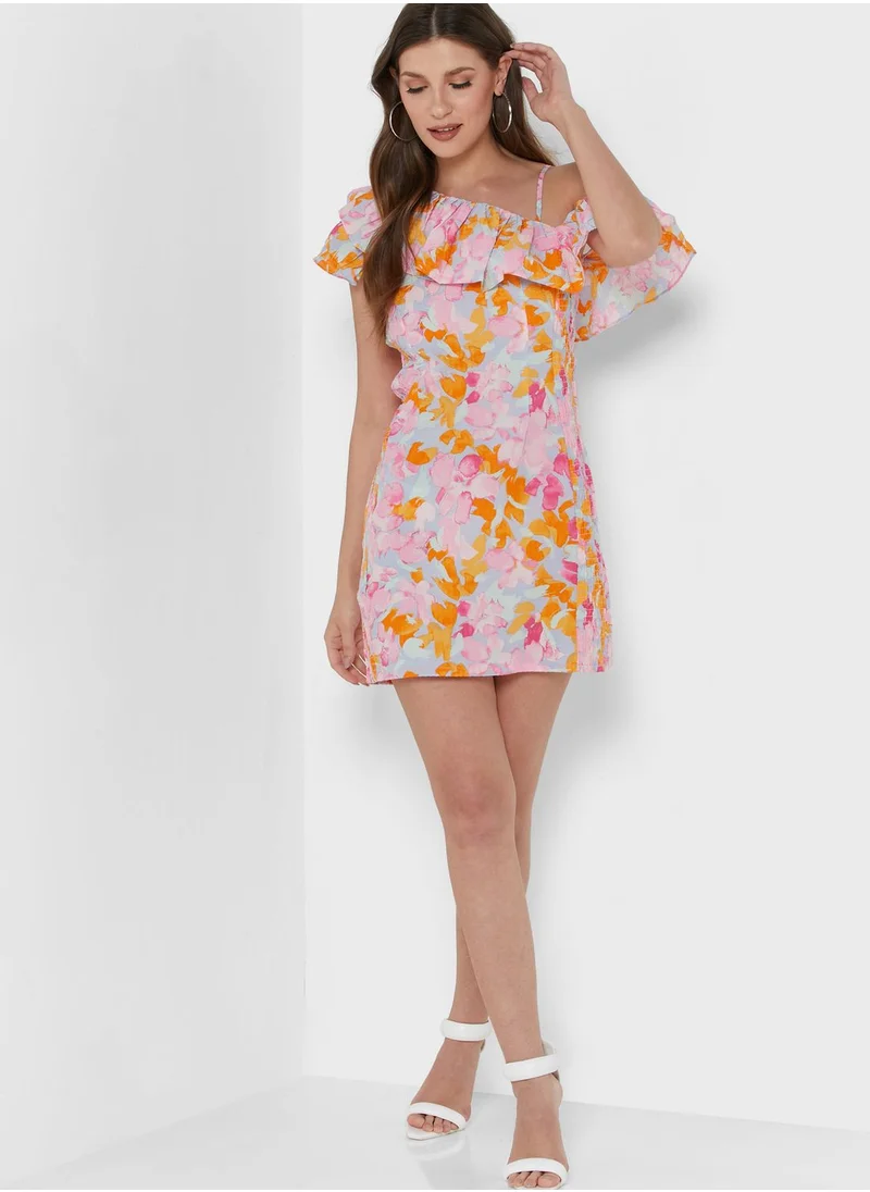 VERO MODA One Shoulder Ruffle Detail Dress