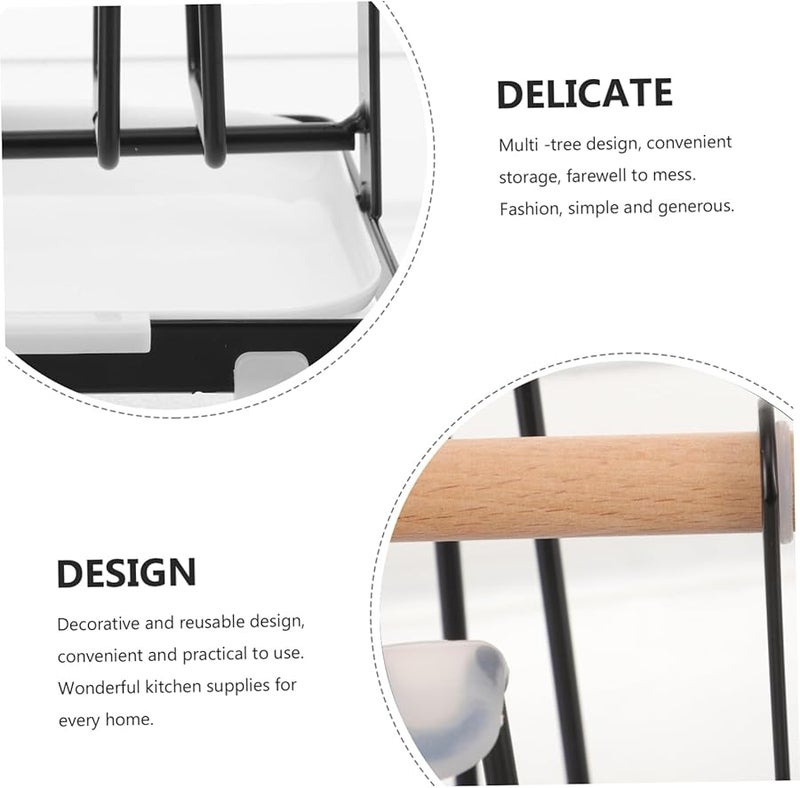 حامل الأكواب المعدني صينية حامل أكواب القهوة المضادة للغبار رف عرض الأكواب حامل تخزين المطبخ منظِّم - Image 5