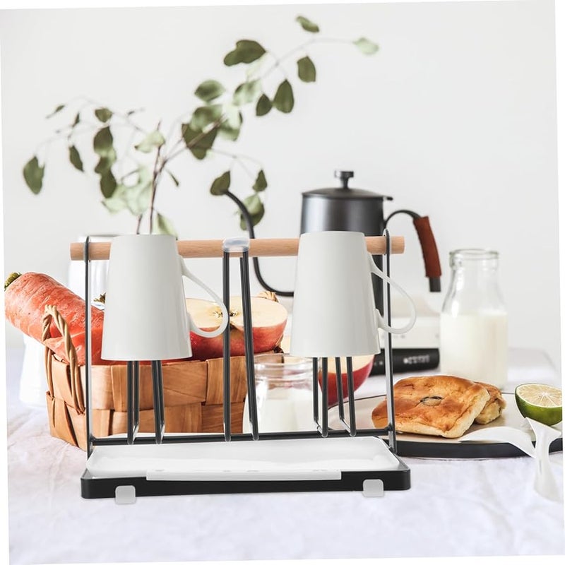 حامل الأكواب المعدني صينية حامل أكواب القهوة المضادة للغبار رف عرض الأكواب حامل تخزين المطبخ منظِّم - Image 4