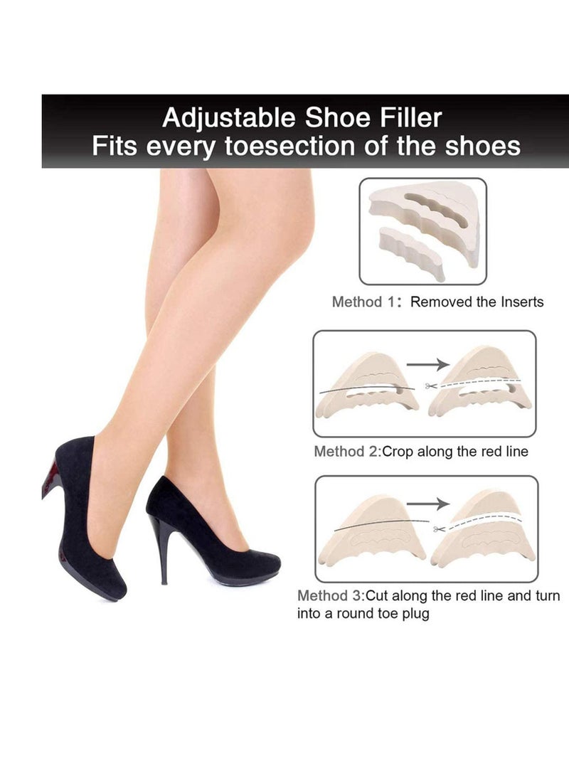 SYOSI 6 Pairs Fillers Inserts Adjustable Shoe Filler, Unisex Toe Plug, Non Slip Pad, Fit for Pumps Flats Boots Sneakers Beige  - Image 3