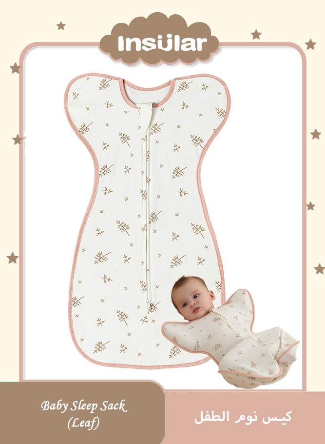 انسولار ببيو قلاط الطفل، حقيبة بطانية، تصميم بدون التفاف الذراعين، الانتقال 3-6 أشهر الفتيات والفتيان، 100٪ تنفس القطن الأبيض - Image 1