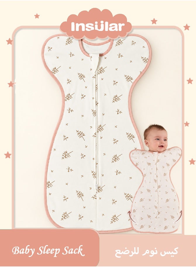 insular Baby Swaddle Blanket Sack with Arms Free Design, Transition to Arm Freedom Wearable for Newborn Girl and Boy, Medium 100% Breathable Cotton 3-6Months - Image 1