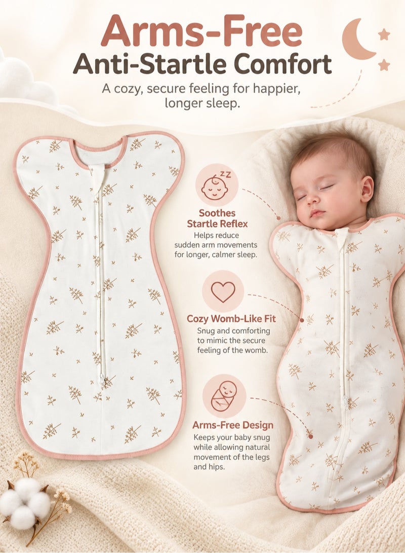 insular Baby Swaddle Blanket Sack with Arms Free Design, Transition to Arm Freedom Wearable for Newborn Girl and Boy, Medium 100% Breathable Cotton 3-6Months - Image 2