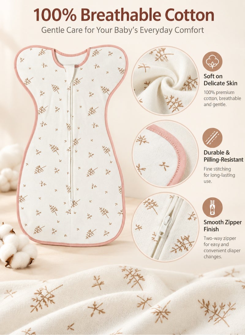 insular Baby Swaddle Blanket Sack with Arms Free Design, Transition to Arm Freedom Wearable for Newborn Girl and Boy, Medium 100% Breathable Cotton 3-6Months - Image 4