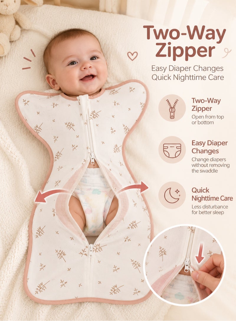 insular Baby Swaddle Blanket Sack with Arms Free Design, Transition to Arm Freedom Wearable for Newborn Girl and Boy, Medium 100% Breathable Cotton 3-6Months - Image 5