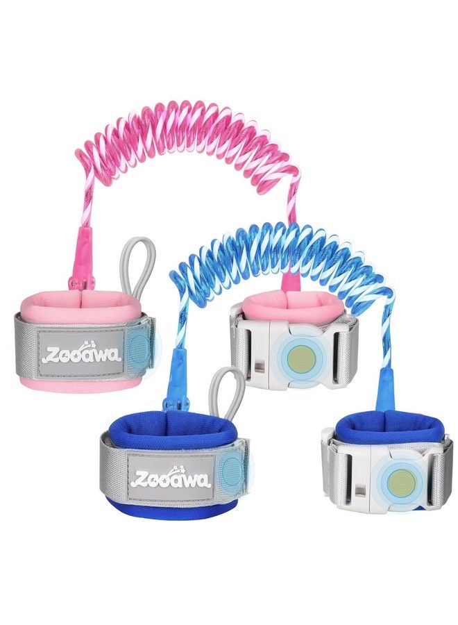 Zooawa Toddler Leash 2Pack Toddler Kids Harness Anti Lost Wrist Link With Magnetic Lock Reflective Safety Walking Harness Wristband Leashes For 234 Years Old Boys Girls Blue+Pink - Image 2