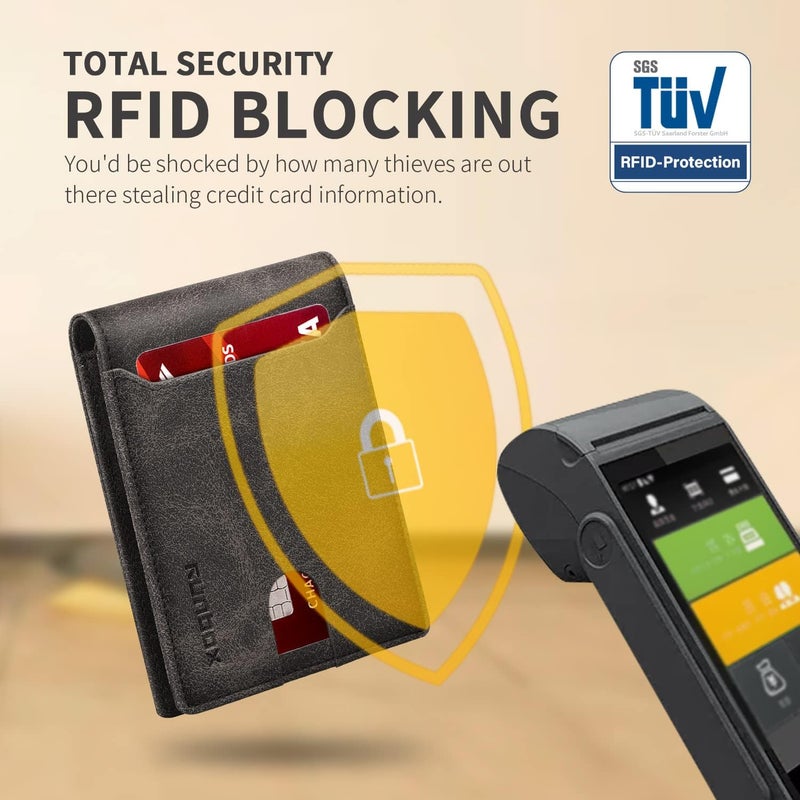 RUNBOX Novelty Wallet for Men Slim 11 Credit Card Holder Slots Leather RFID Blocking Small Thin Men's Wallet Bifold Minimalist Front Pocket Large Capacity Gift Box - Image 4