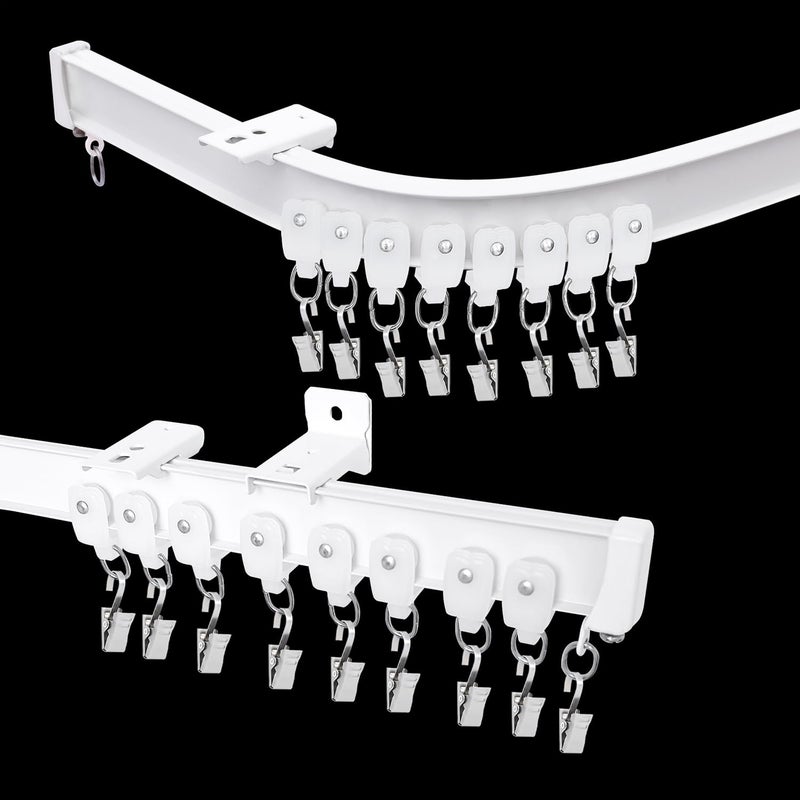 Cbsroro Flexible Bendable Ceiling Curtain Track, Room Divider Curtain Rod Tracks Wall Mount with Clips, Heavy-Duty Curtains Rails for Living Room Bedroom Shower Privacy RV, White 9 FT - Image 1