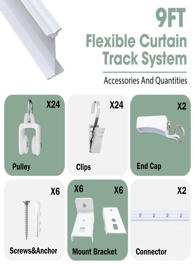 Cbsroro Flexible Bendable Ceiling Curtain Track, Room Divider Curtain Rod Tracks Wall Mount with Clips, Heavy-Duty Curtains Rails for Living Room Bedroom Shower Privacy RV, White 9 FT - Image 5